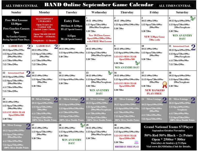 Game Calendar BAND Online